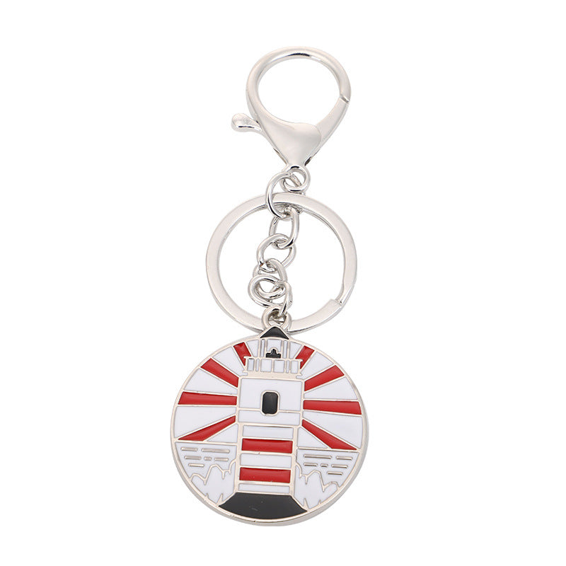 Wholesale Metal Crafts Red Cross European Building Tower Keychain